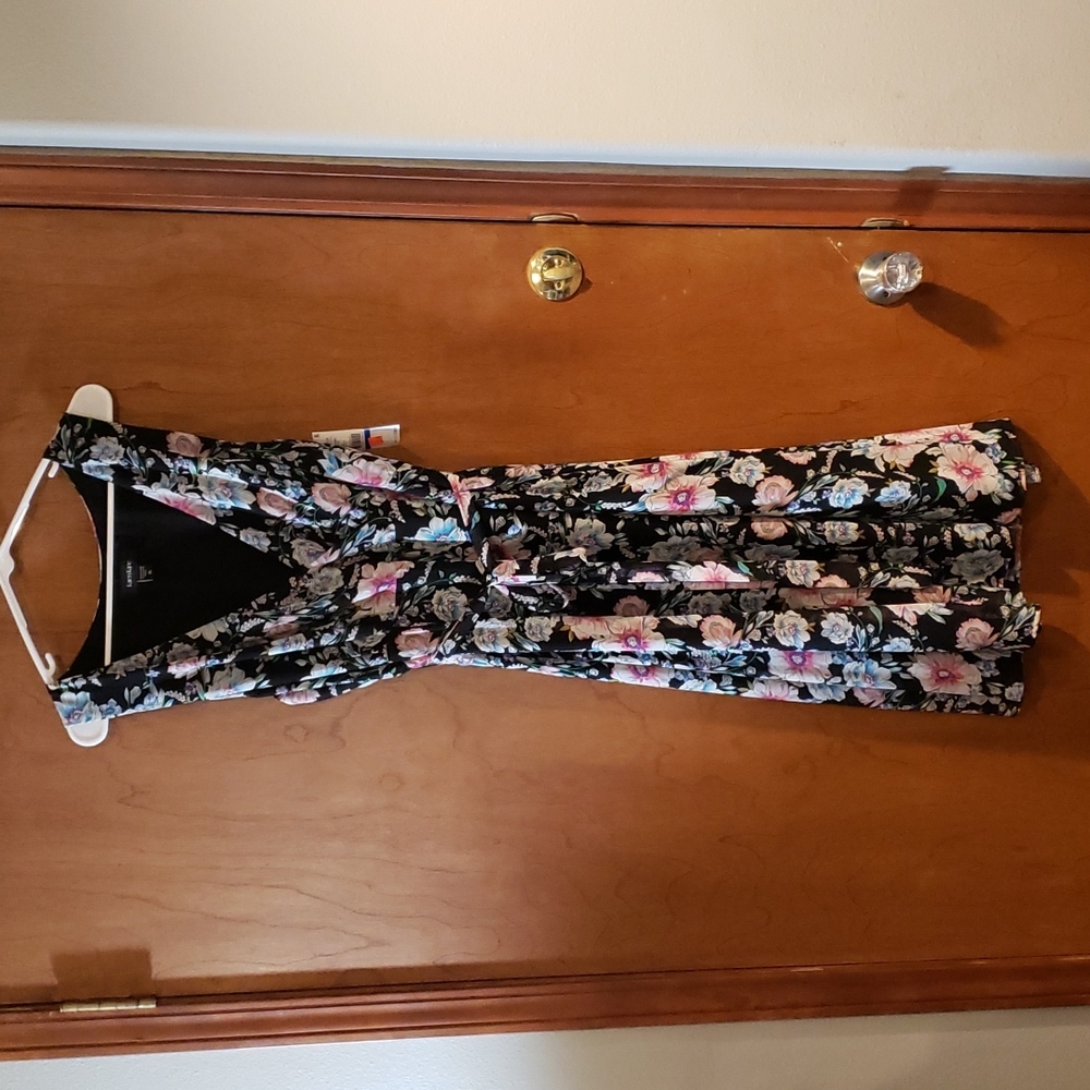 Karen Kane Midi Dress XL Floral on Black